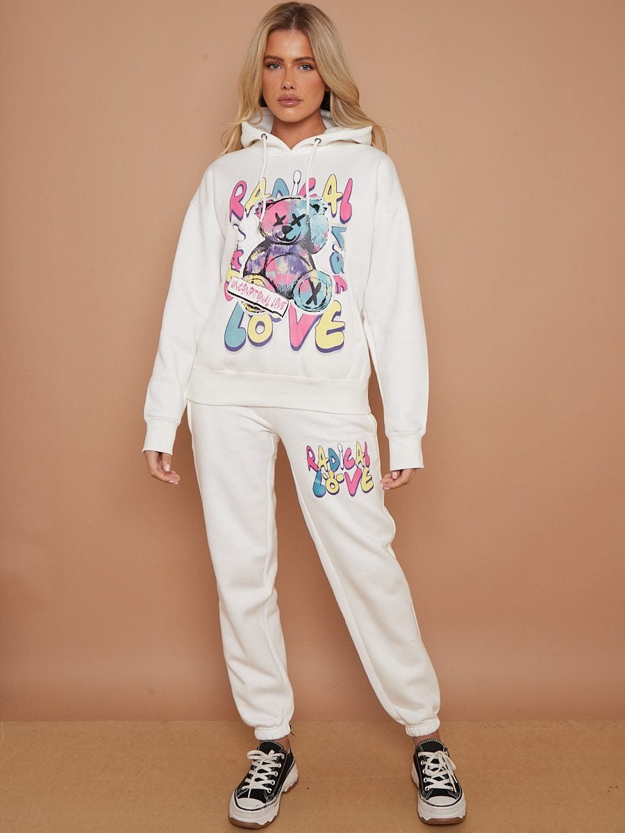 Cream Radical Love Graphic Fleece Loungewear - Katelyn - Storm Desire