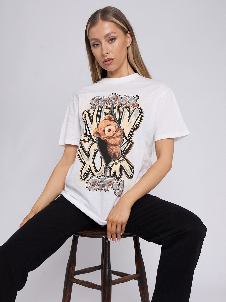White Bronx City Graphic T-Shirt - Harper - Storm Desire