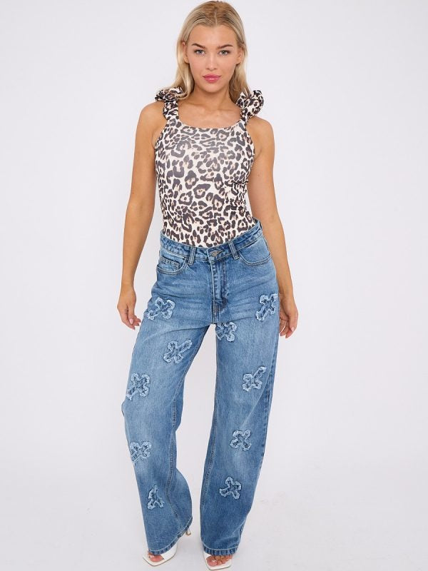 Crucifix Cross Straight Leg Denim Jeans - Molly - Storm Desire