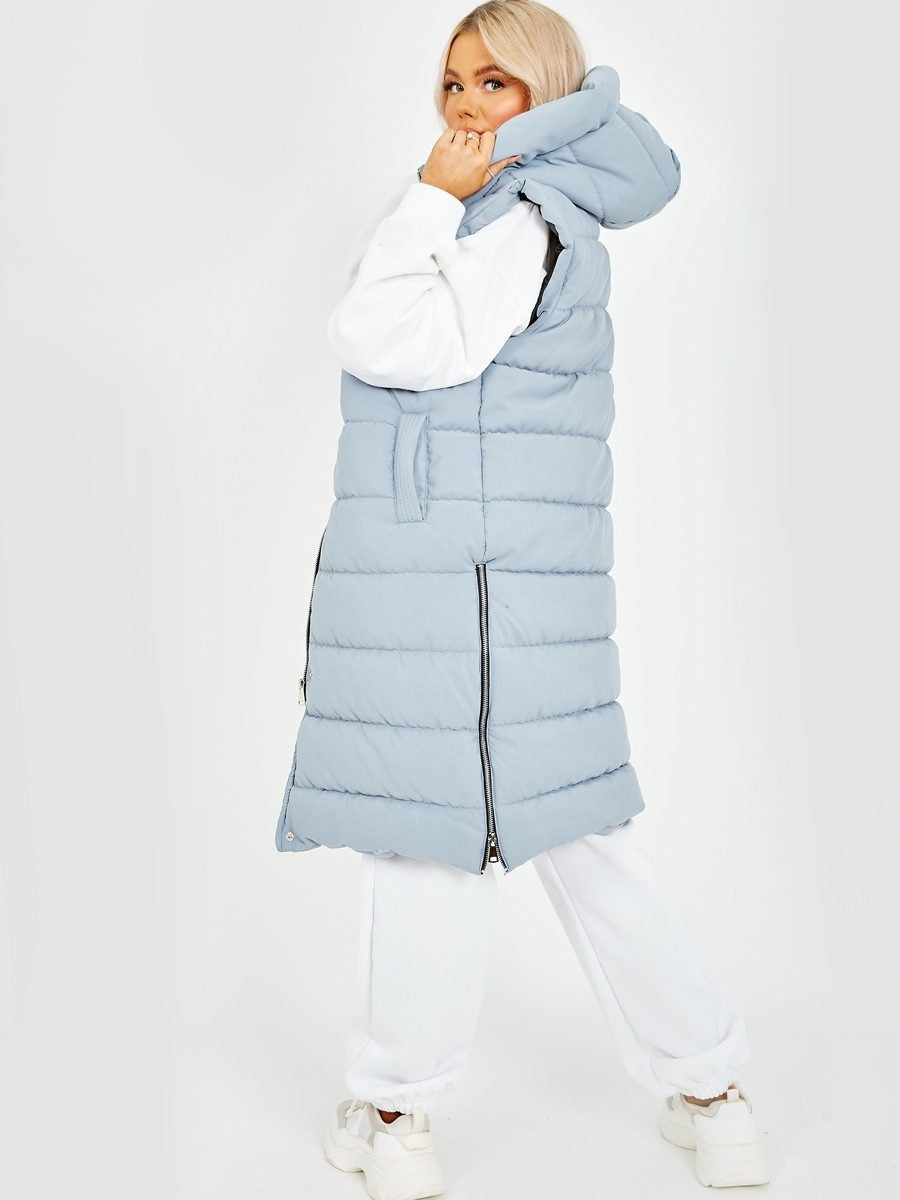 Longline Padded Hooded Gilet - Jayla - Storm Desire