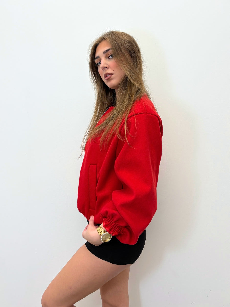 Bubble Hem Silver Zip Bomber Jacket - Violeta