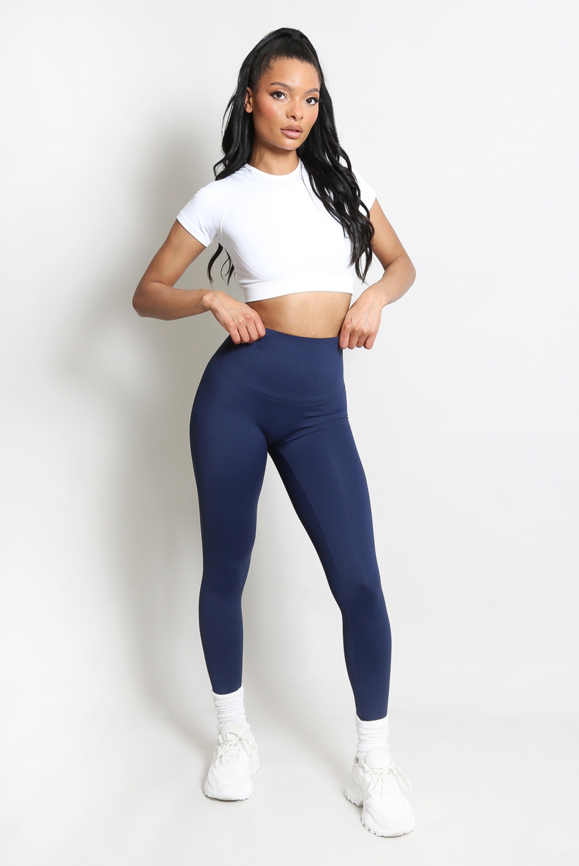 Navy High Waisted Sports Energy Leggings - Lexi - Storm Desire