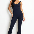 Black Cut Out Back Ruched Pushup Jumpsuit - Adele