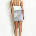 Denim Mini Skirt With Pink Diamante Insert - Holly