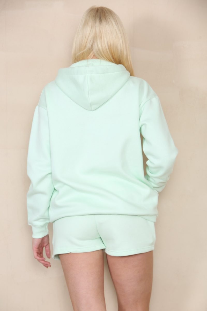 Mint Green Oversized Hoodie & Shorts Fleece Co-ord - Eliana - Storm Desire