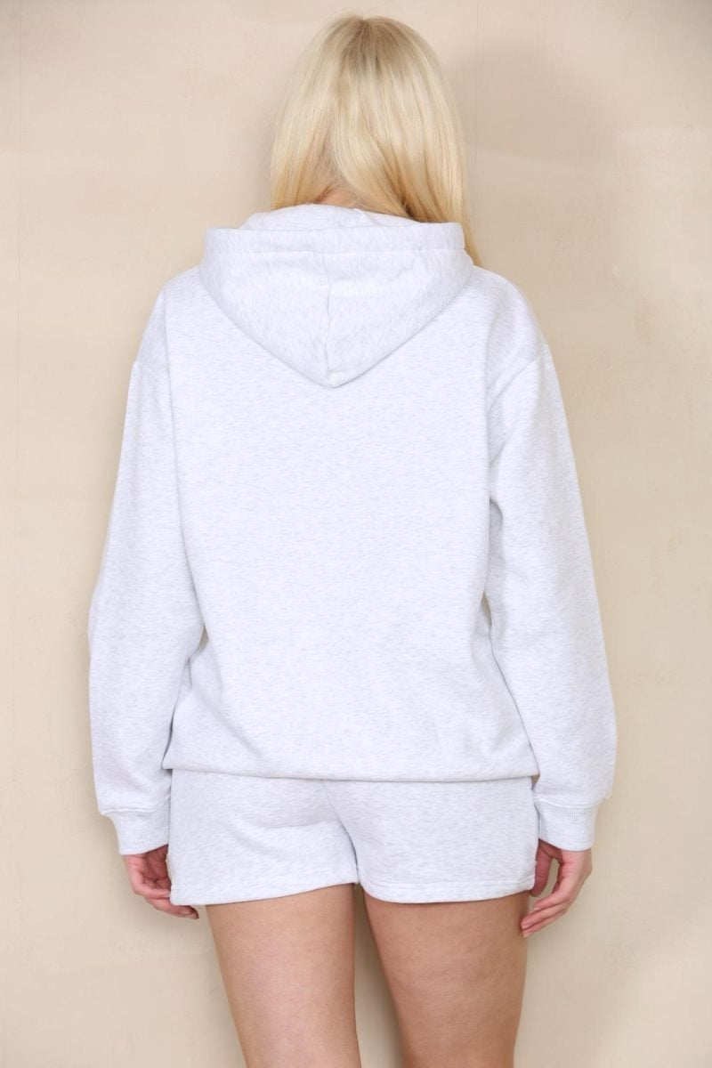Grey Oversized Hoodie & Shorts Fleece Co-ord - Eliana - Storm Desire