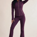 Fitted Panel Gym Jacket And Flare Trouser Set - Freya