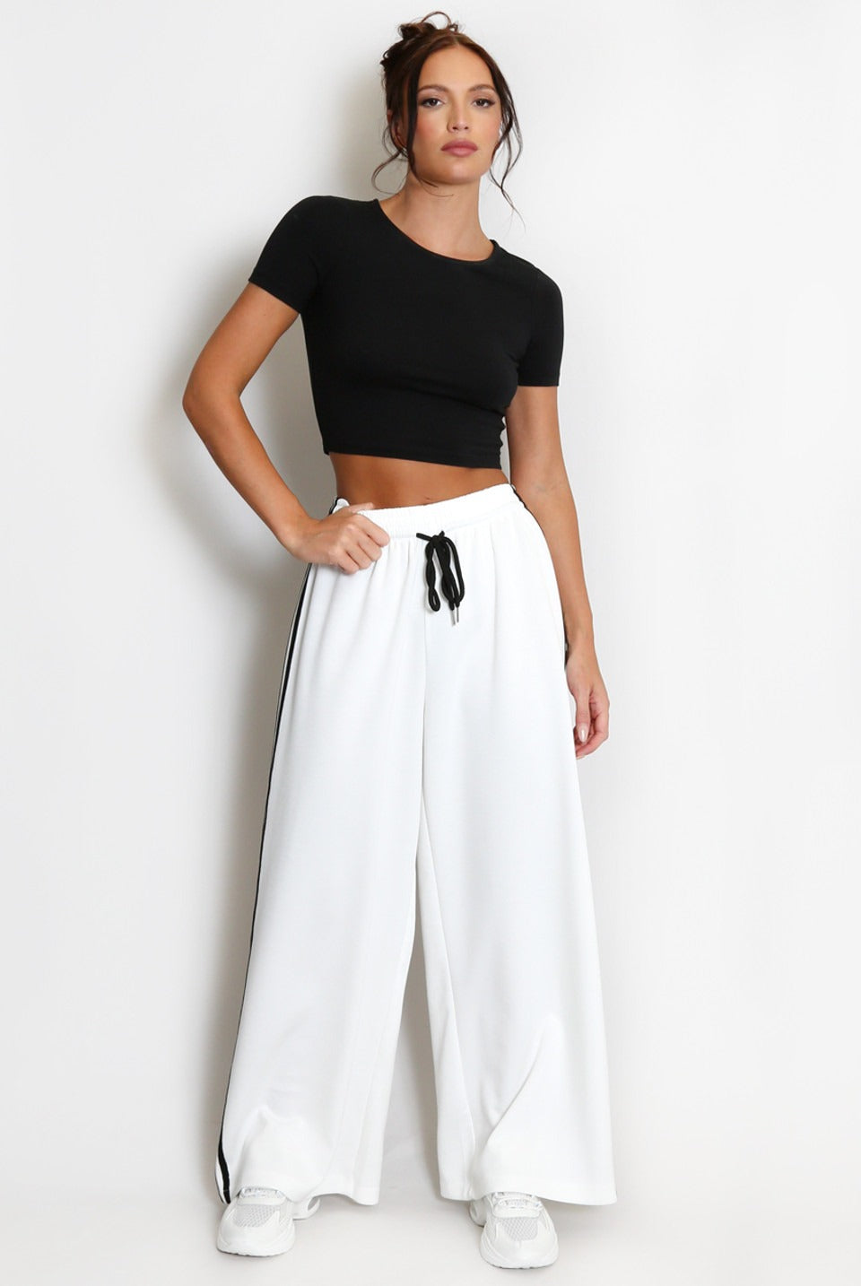 Wide Leg Side Stripe Trousers - Ivey