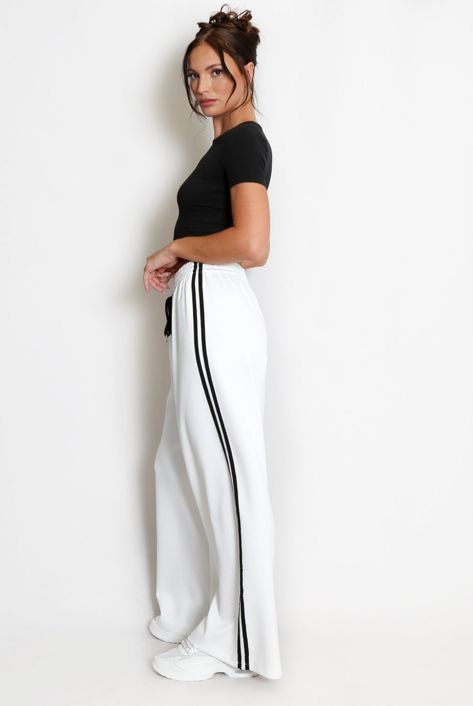 Wide Leg Side Stripe Trousers - Ivey