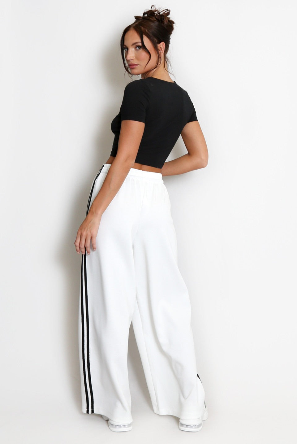 Wide Leg Side Stripe Trousers - Ivey