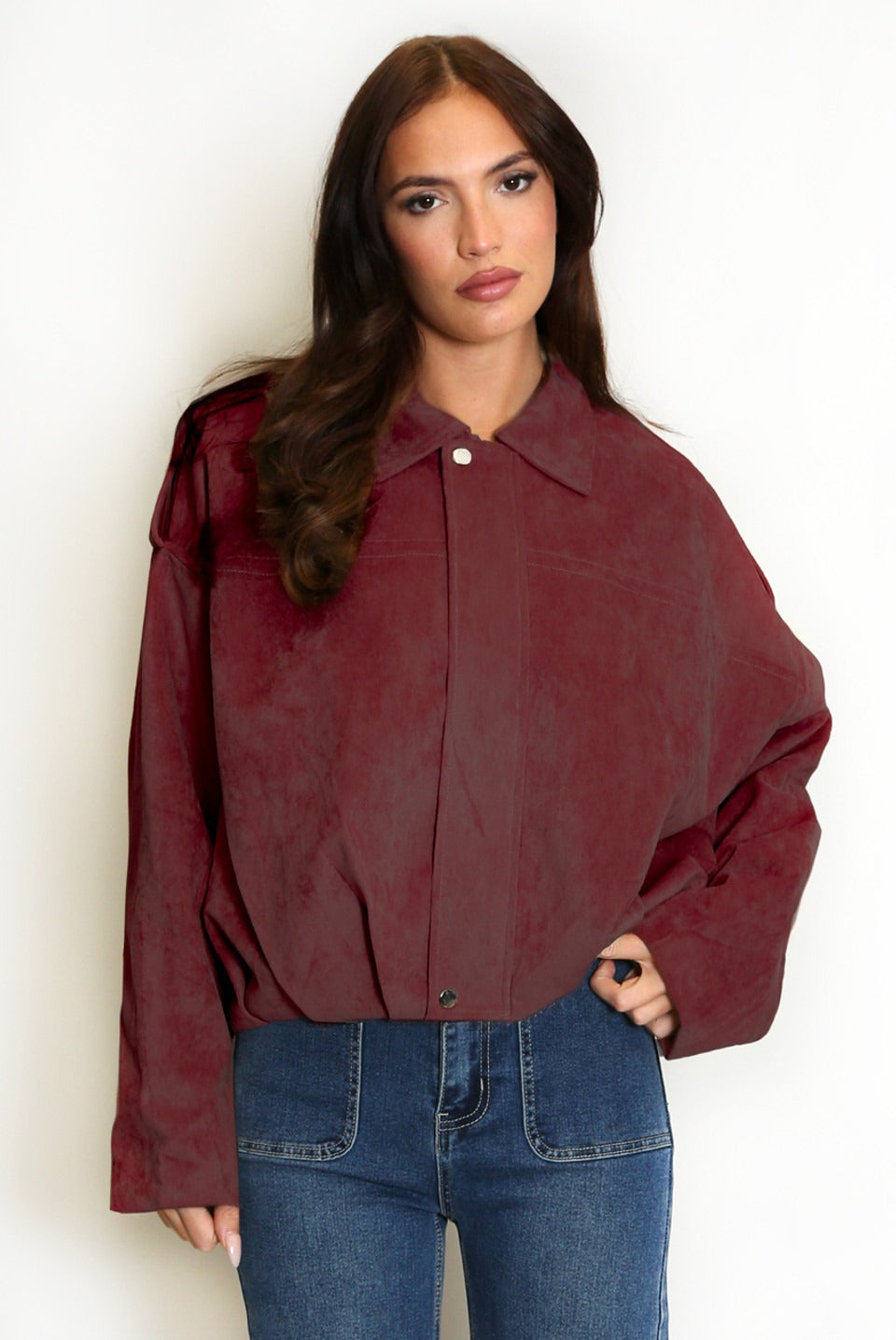 Oversized Faux Suede Jacket - Ashlyn