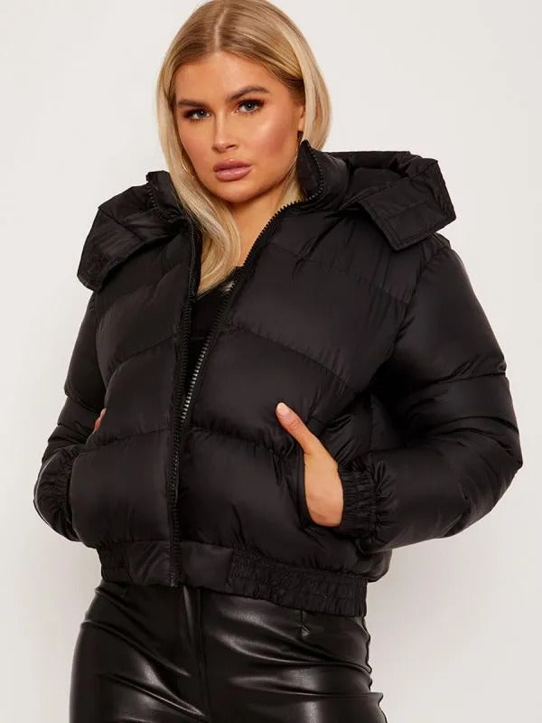Black Hooded Padded Puffer Jacket - Matilda - Storm Desire