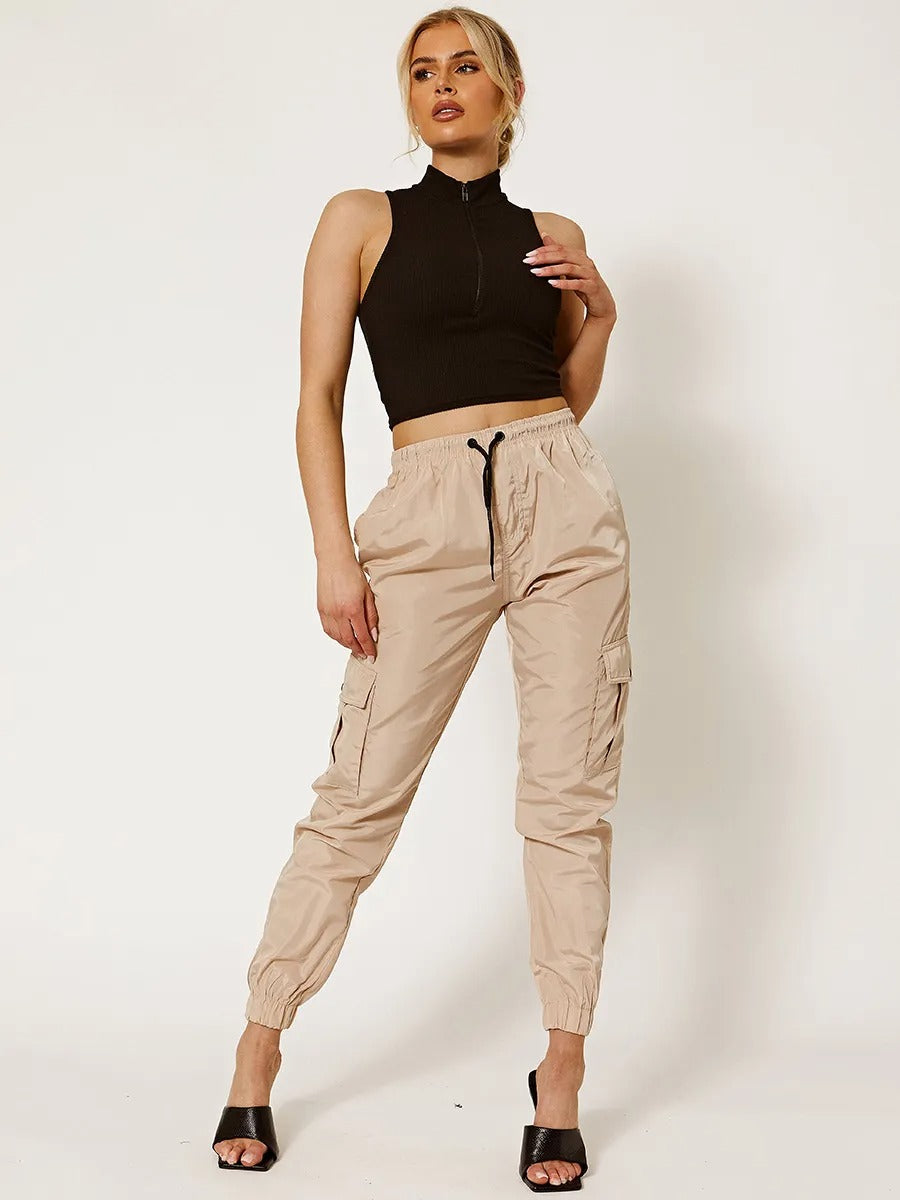 Stone Lightweight Shell Cargo Joggers - Allie - Storm Desire