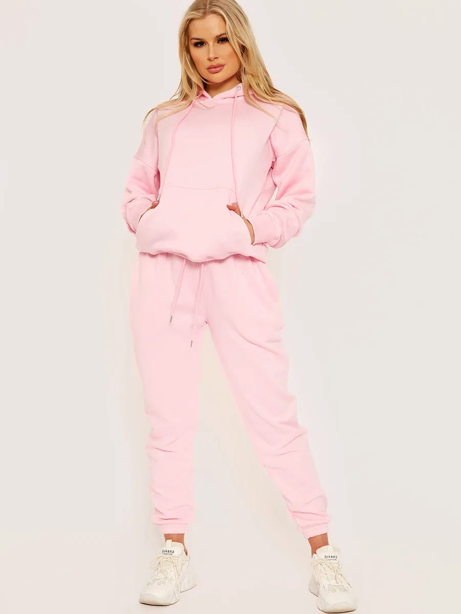 Baby Pink Hooded Oversize & Jogger Loungewear Set - Flora - Storm Desire