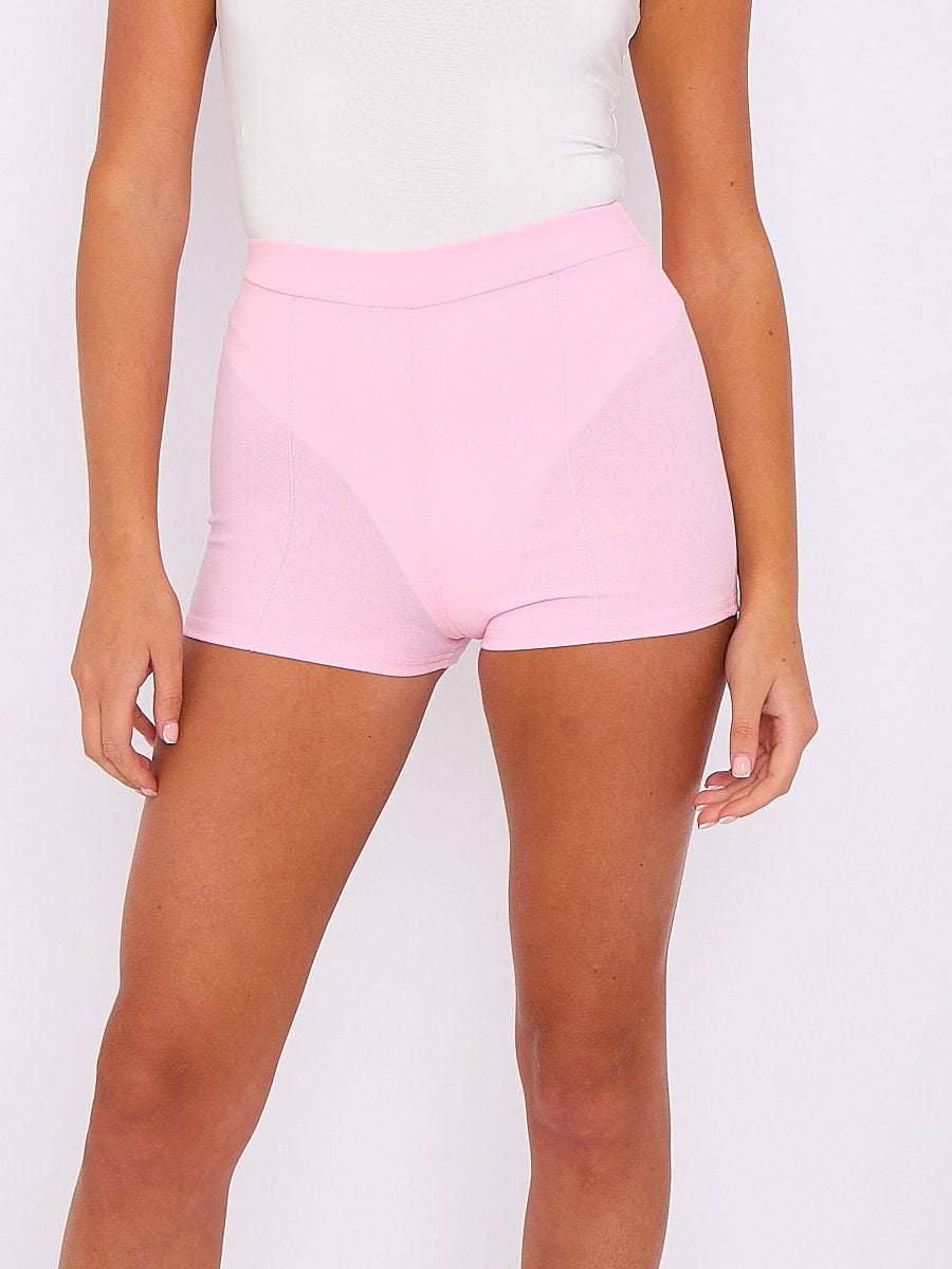 Pink Seam Detail High Waisted Shorts - Audrey - Storm Desire
