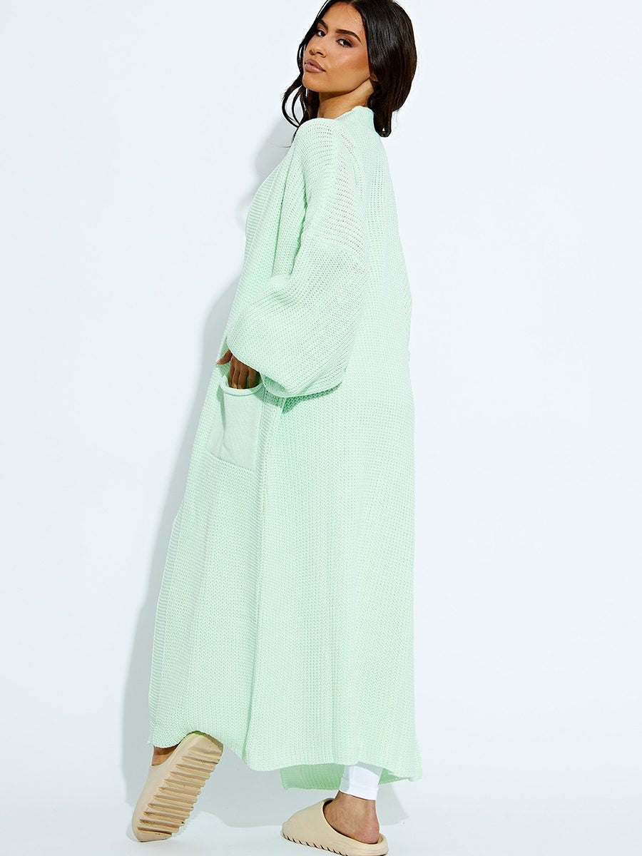 Mint Oversize Longline Knitted Cardigan - Kori - Storm Desire