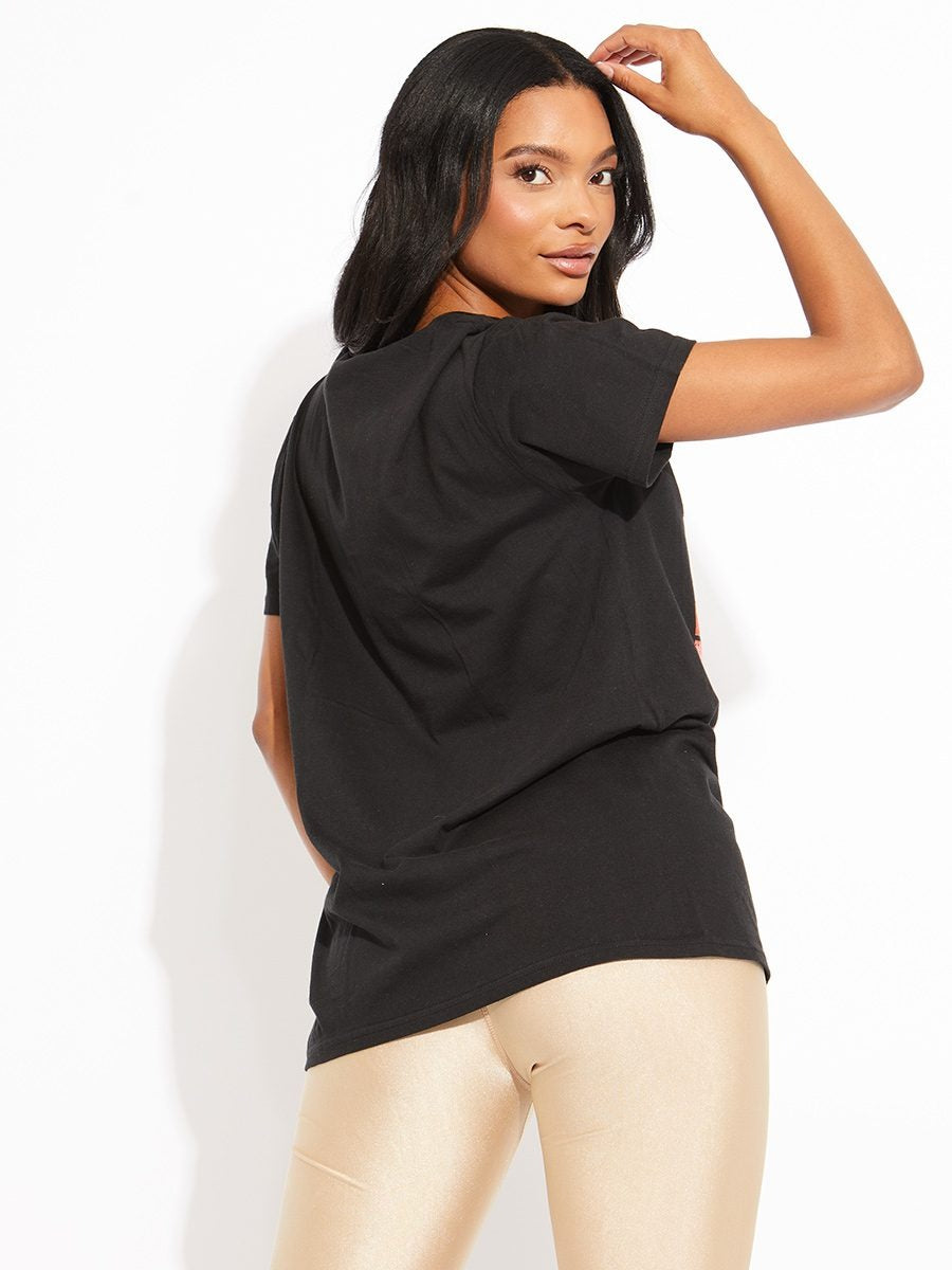 Black Stitched Rabbit Graphic T-Shirt - Bridget - Storm Desire
