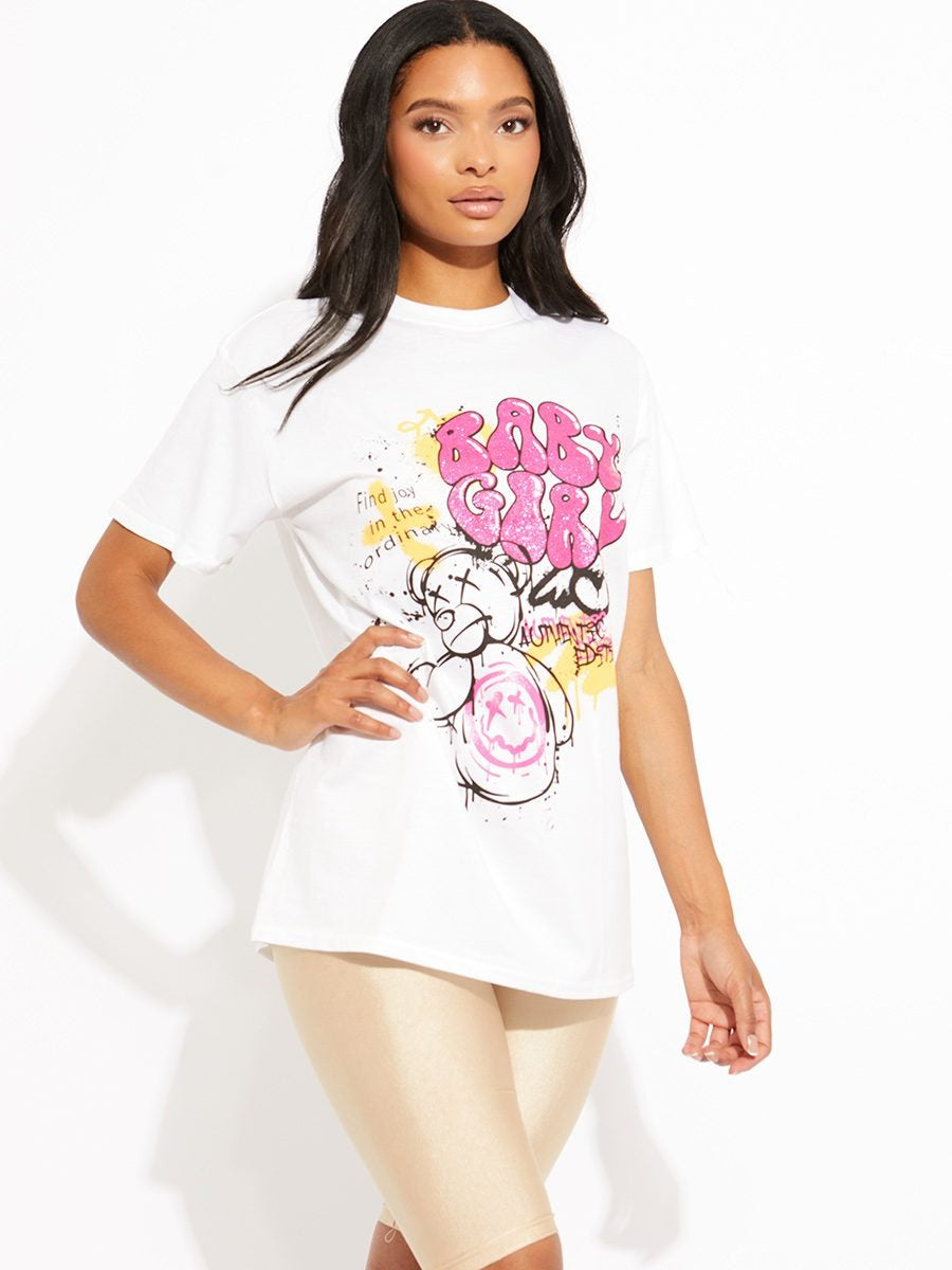 White Baby Girl Authentic Graphic T-Shirt - Aspyn - Storm Desire