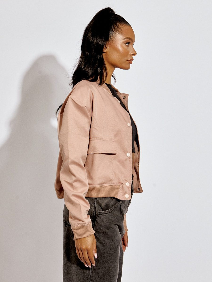 Pink Pocket Bomber Jacket - Aria - Storm Desire