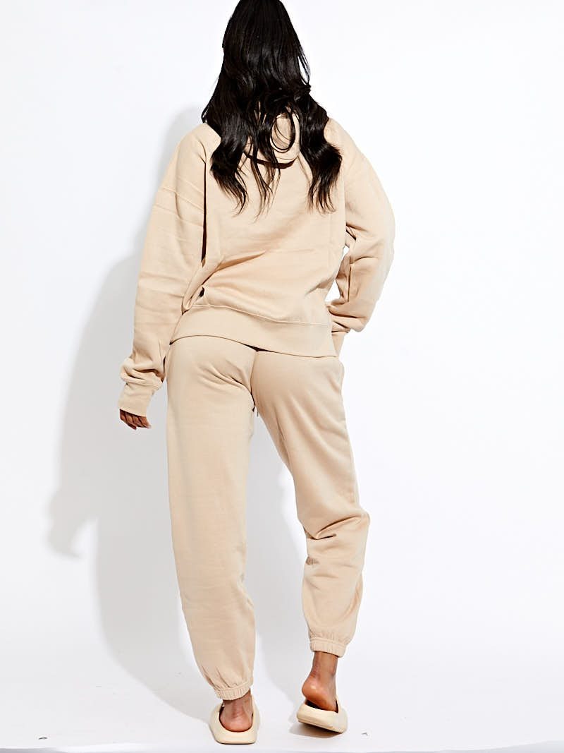 Beige Champs Elysee's Hooded Jogger Set - Araya - Storm Desire