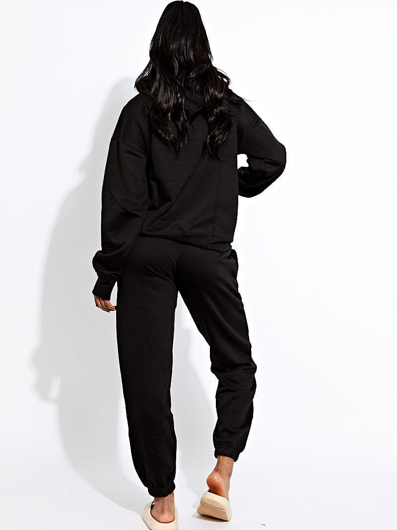 Black Champs Elysee's Hooded Jogger Set - Araya - Storm Desire