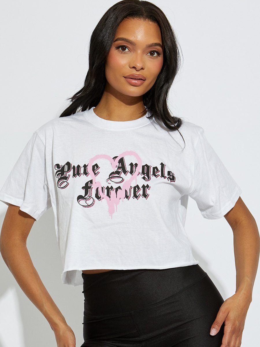 White Oversized Pure Angels Crop Top - Reina - Storm Desire