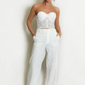 White lace corset top with sweetheart neckline and underwire cups