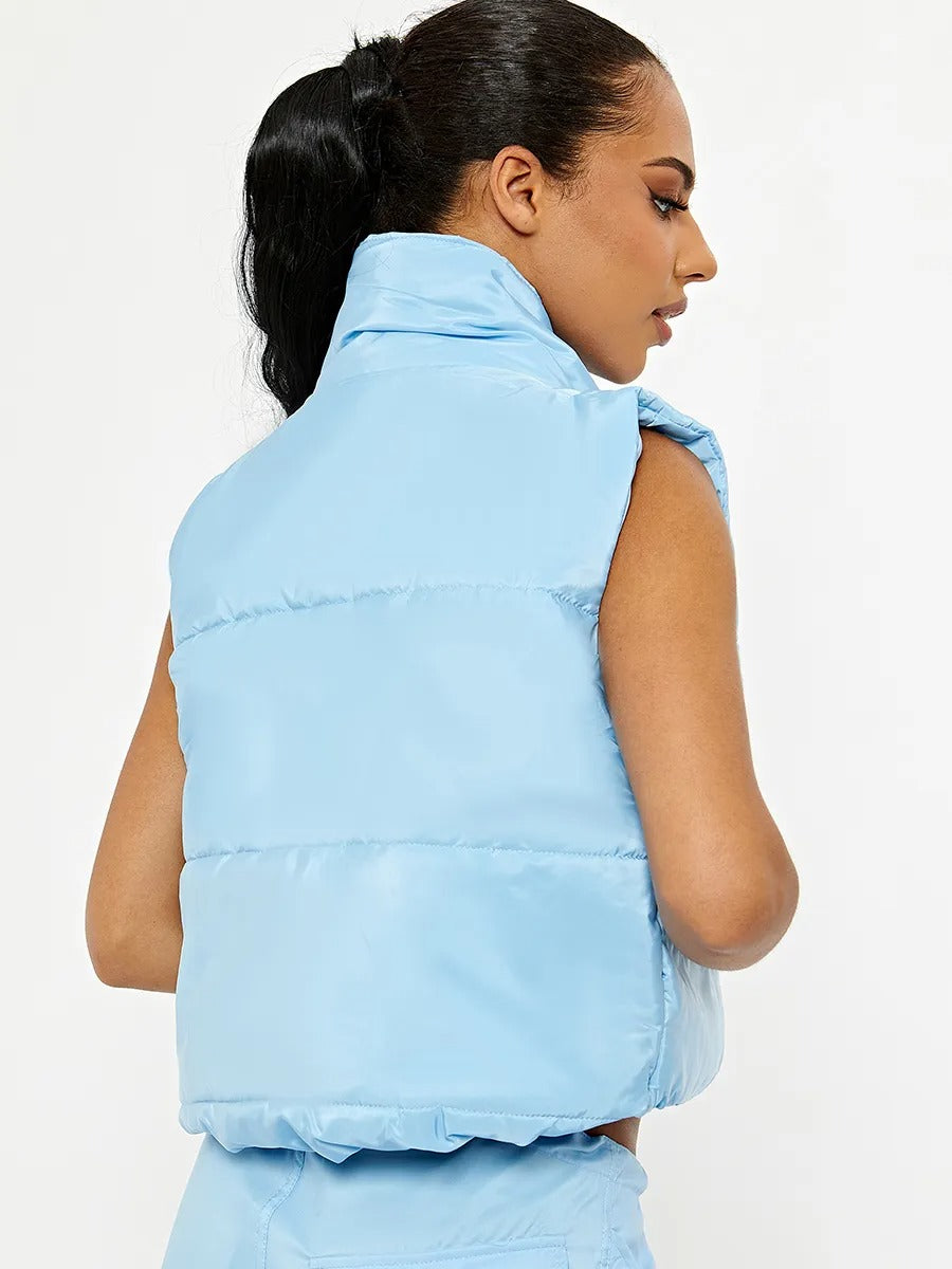 Baby Blue Padded Cropped Gilet - Abigail - Storm Desire