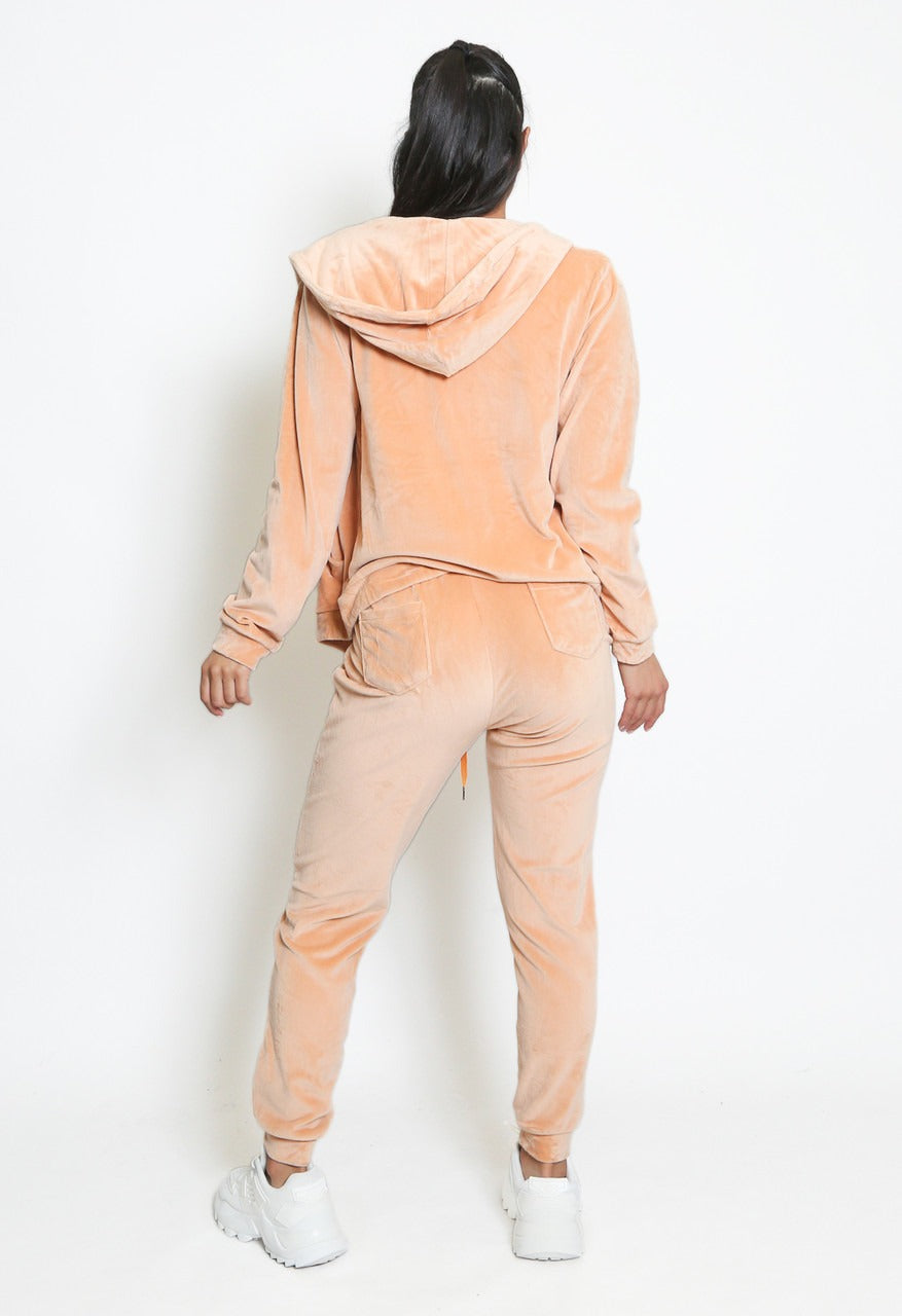 Gold Velvet Hooded Loungewear Set -  Megan - Storm Desire