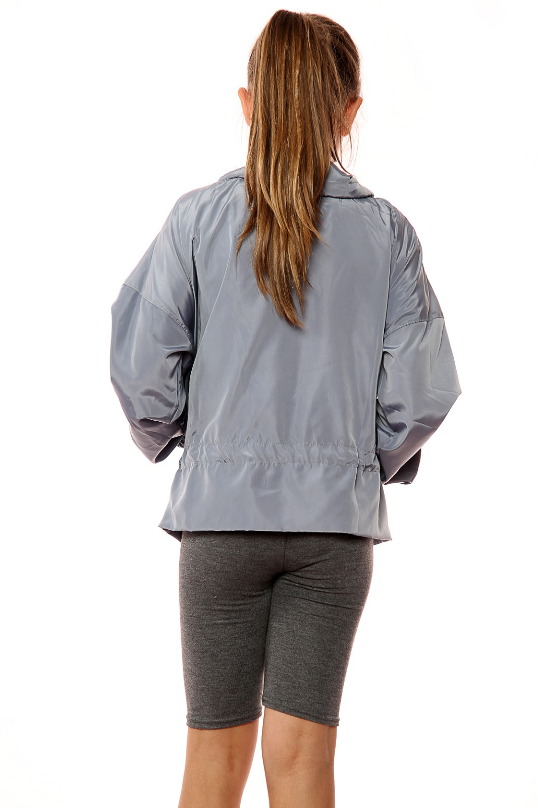Kids Grey High Neck Hooded Festival Jacket - Parker - Storm Desire