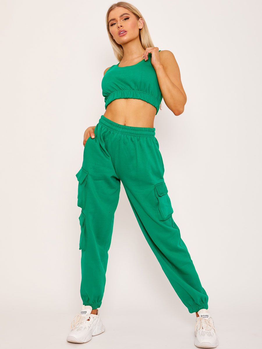 Green Crop Top & Joggers Set - Erin - Storm Desire
