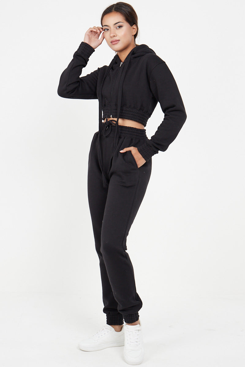 Kids Black Crop Hooded Loungewear - Valentina - Storm Desire