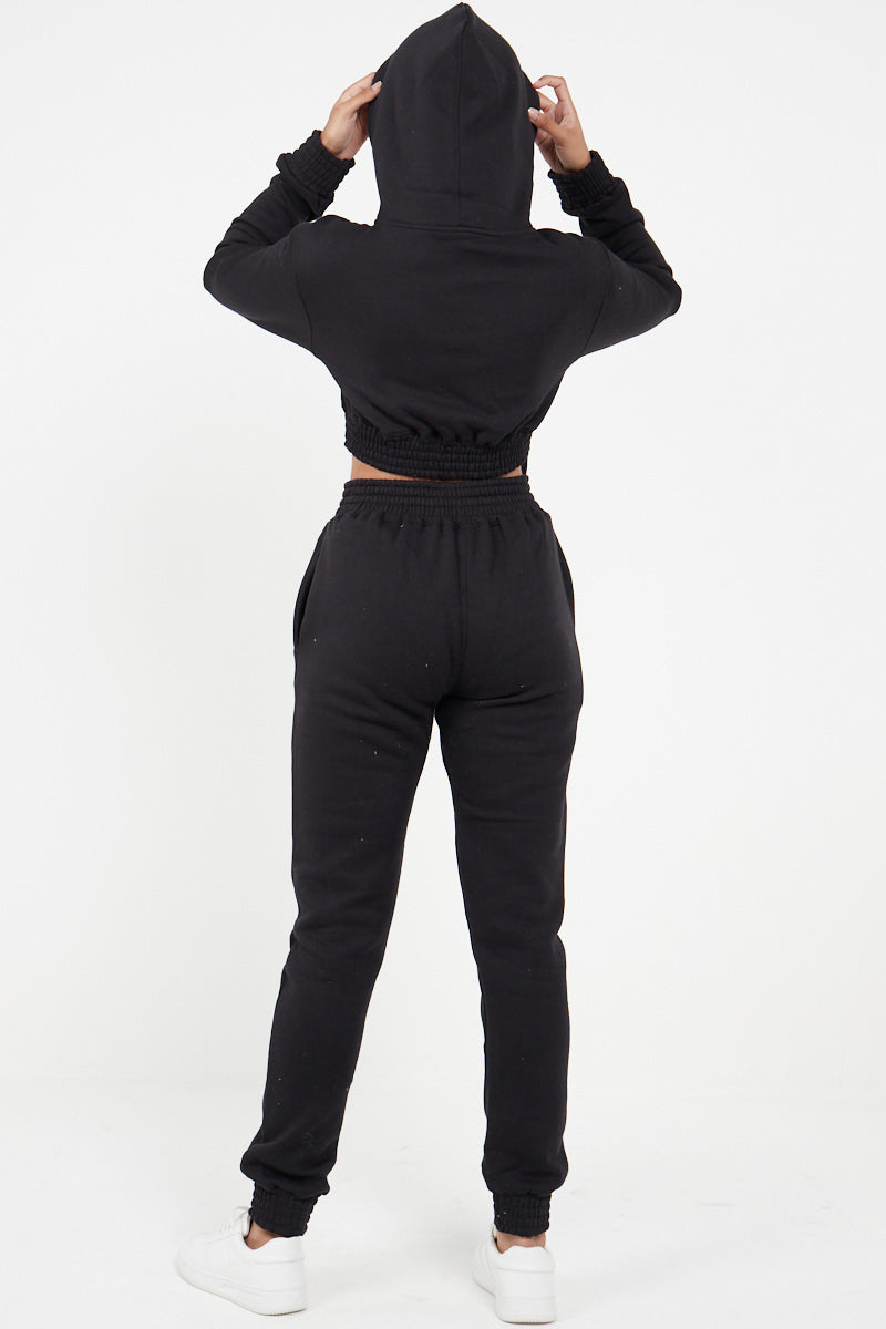 Kids Black Crop Hooded Loungewear - Valentina - Storm Desire