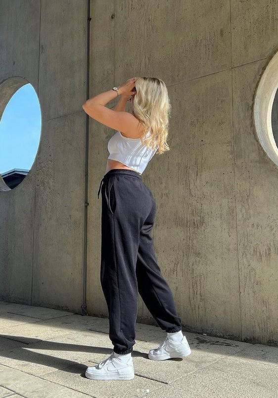 Black Casual Oversize Joggers Loungewear - Gloria - Storm Desire