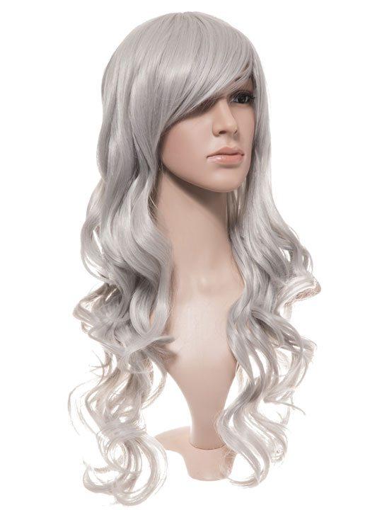 Silver Grey Long Curly Party Wig - Storm Desire