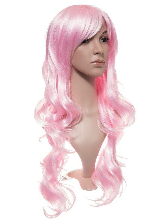 Baby Pink Long Curly Party Wig - Storm Desire
