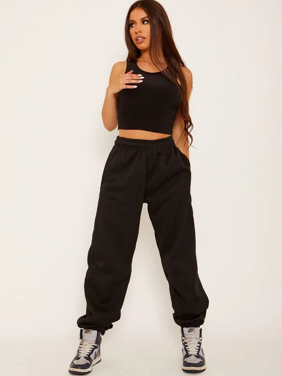 Black Casual Oversize Joggers Loungewear - Gloria - Storm Desire