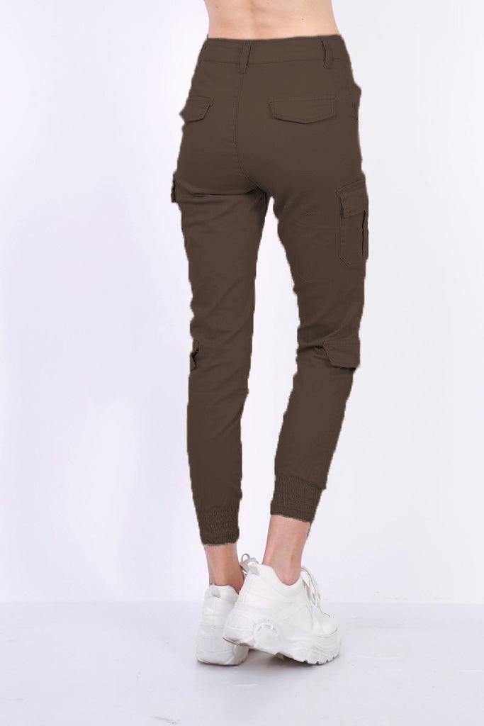 Brown Cuffed Hem Cargo Trousers - Anya - Storm Desire