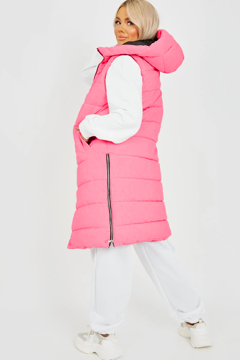 Longline Padded Hooded Gilet - Jayla - Storm Desire