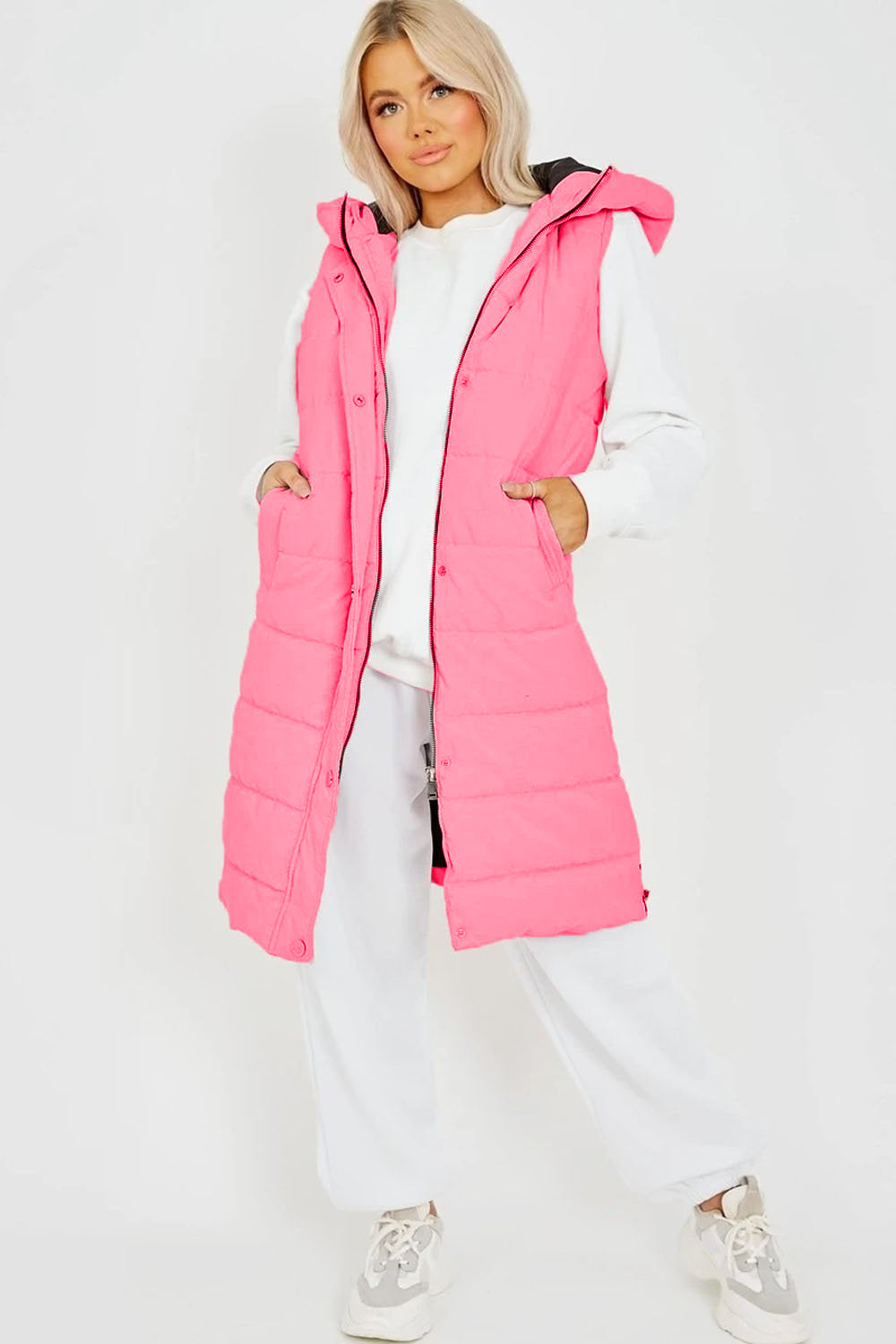 Longline Padded Hooded Gilet - Jayla - Storm Desire
