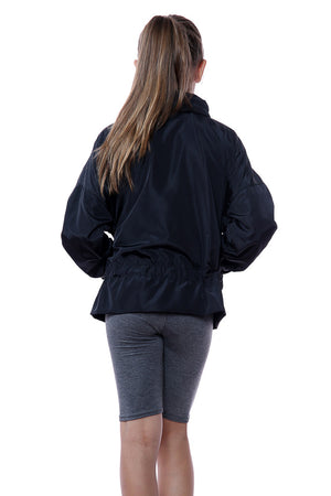 Kids Black High Neck Hooded Festival Jacket - Parker - Storm Desire