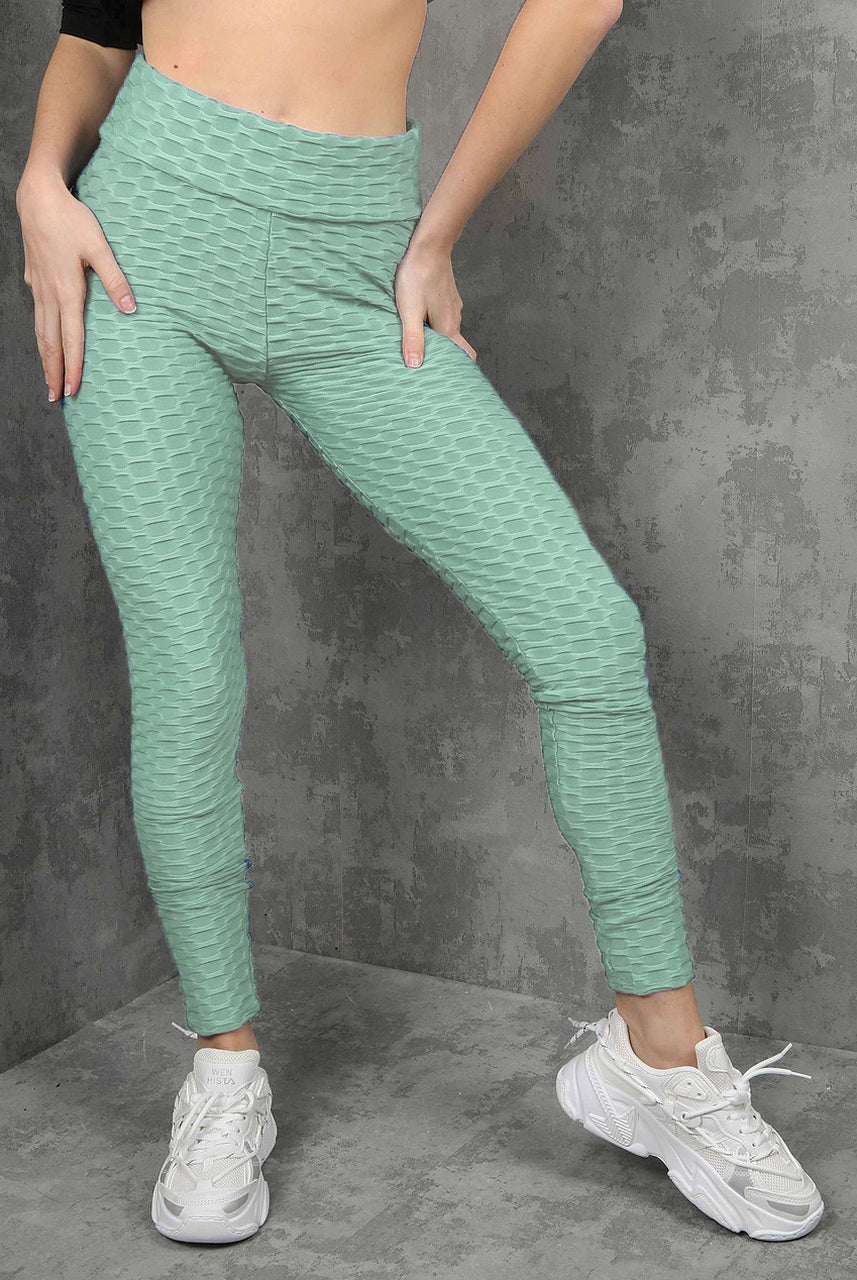 Mint Ruched Textured Active leggings - Daniella - Storm Desire