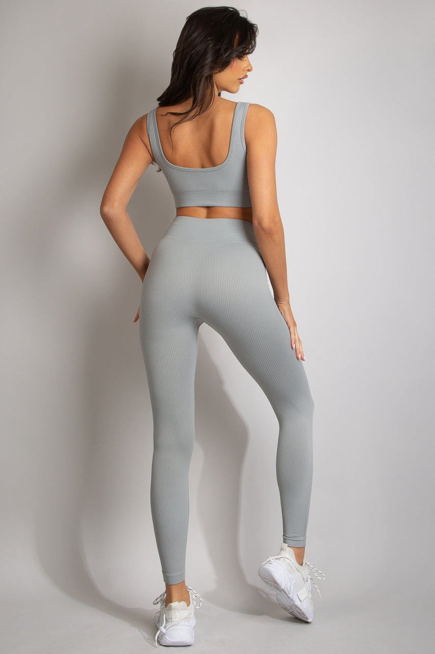 High Waist Ribbed Leggings - Della - Storm Desire