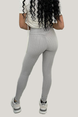 Light Grey Ruched Textured Active leggings - Daniella - Storm Desire