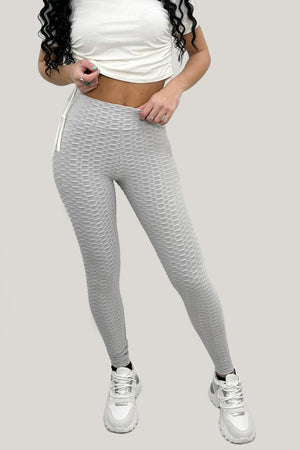 Light Grey Ruched Textured Active leggings - Daniella - Storm Desire