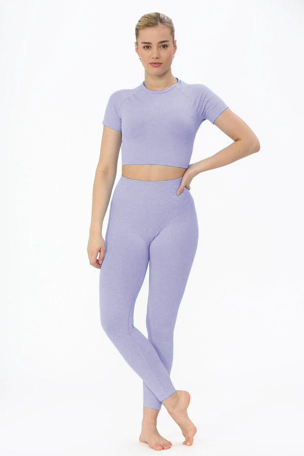 Lilac Seamless Top & leggings Gym Set - Nellie - Storm Desire