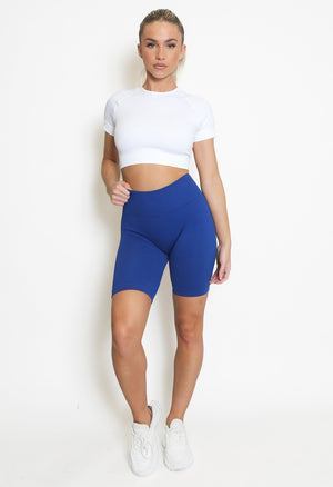 High Waist Ribbed Cycling Shorts - Leona - Storm Desire