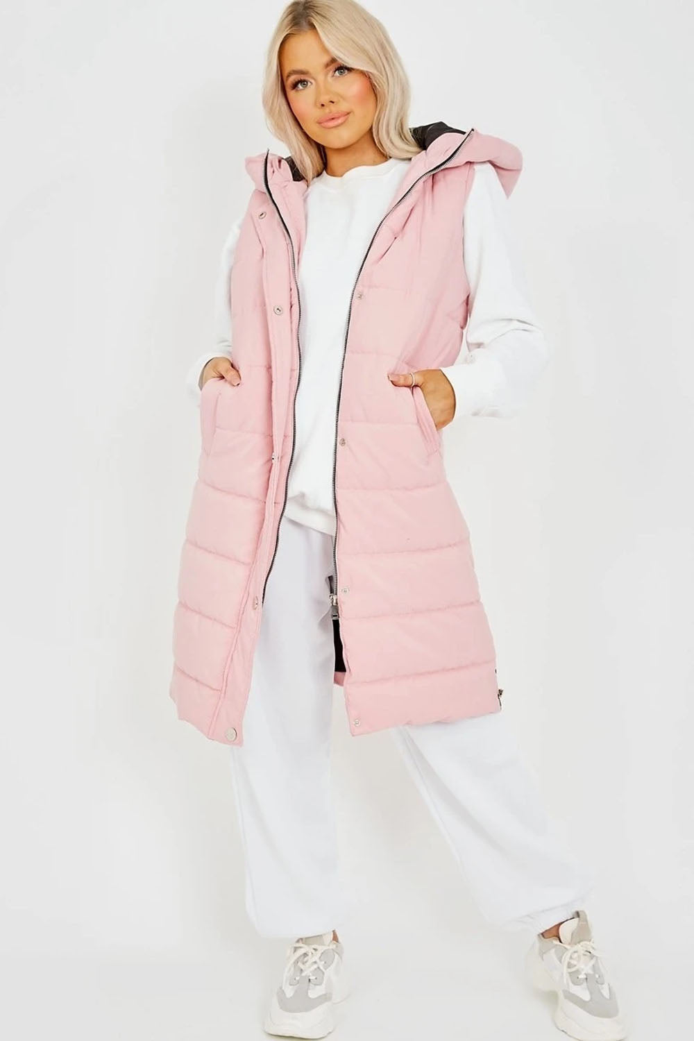 Longline Padded Hooded Gilet - Jayla - Storm Desire