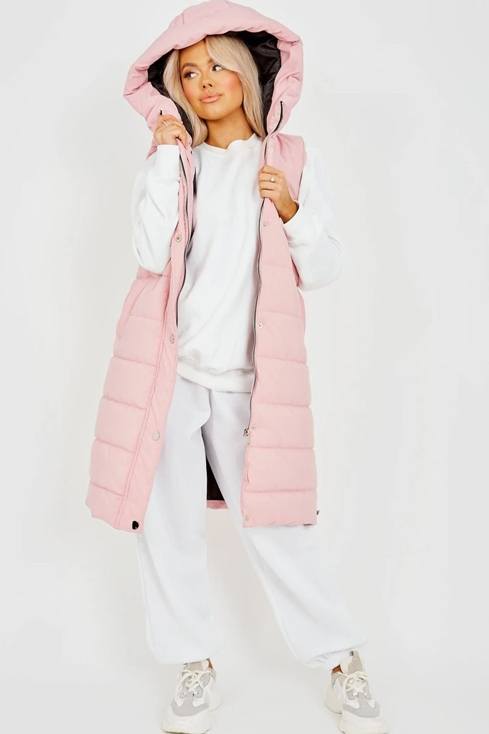Longline Padded Hooded Gilet - Jayla - Storm Desire