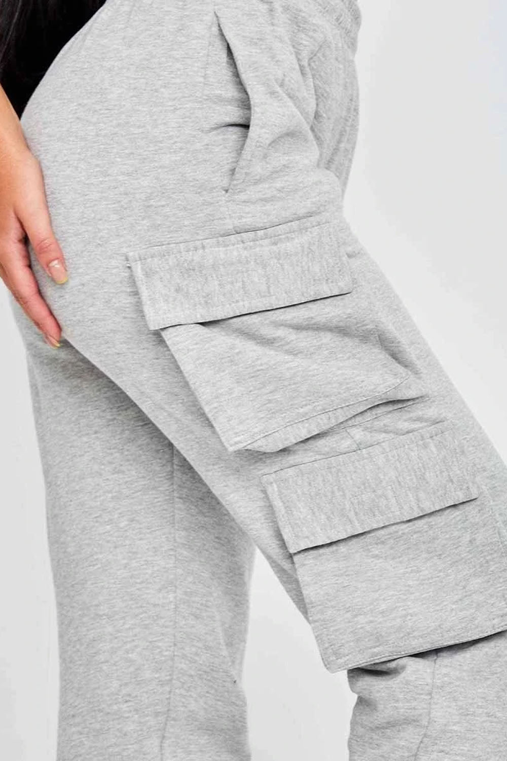 Grey Crop Top & Joggers Set - Erin - Storm Desire